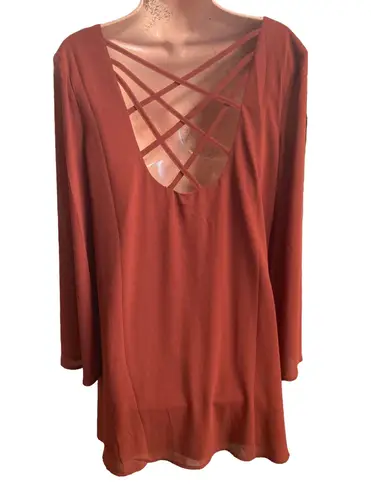 Love Riche Orange Dress Size Medium Long Sleeve