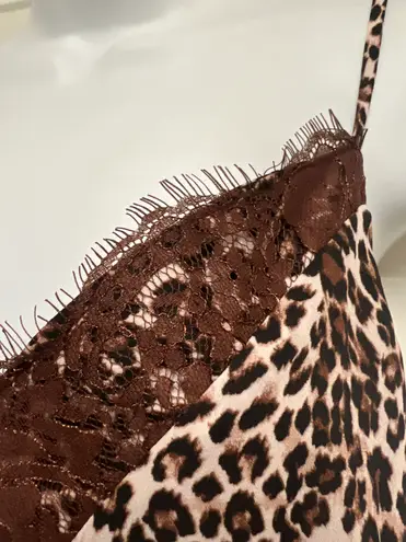 Melrose and Market Leopard Print Lace Trim Camisole Top