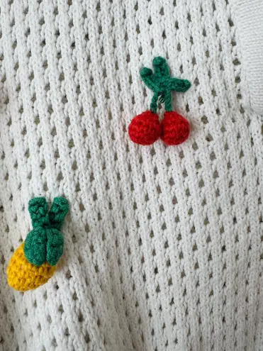 Farm Rio Crochet 3D Fruit Embellishments Sweater, Size M