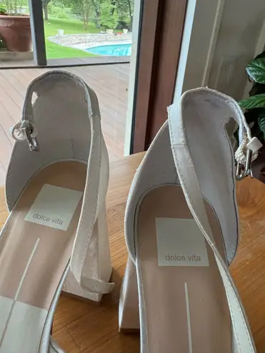Dolce Vita Ivory Leather Block Heels White Size 10