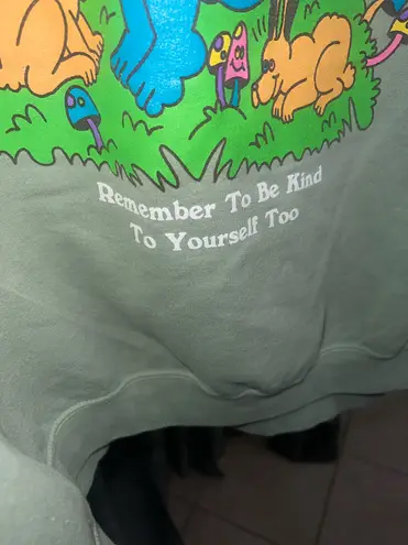 Dreyfus Art Remember To Be Kind To Yourself Too Graphic Crewneck Sweatshirt XL Green Size 1X
