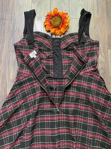 Unique Vintage Plus Size RED Plaid Corset Flare Dress NWOT | 3XL |