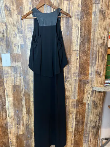 BCBGeneration Black Racerback Maxi Gown Dress STRETCH Faux Leather Medium