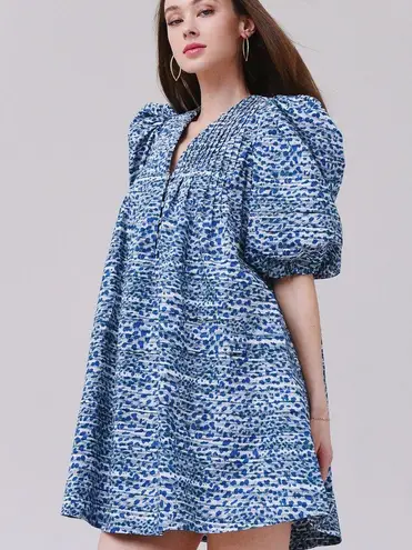 Hunter Bell Blue Jenkins Dress Puff Sleeve