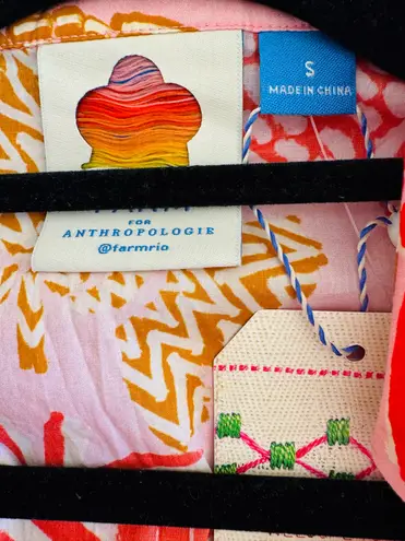 Farm Rio Lobster Print Oversized Button-Front Shirt/Tunic, Size S