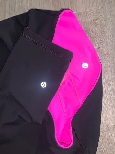 Lululemon Reversible Wunder Under Crop Leggings Pink/Black Size 10