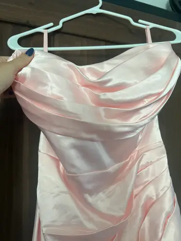 Promlily Strapless Pink Formal Gown With Slit