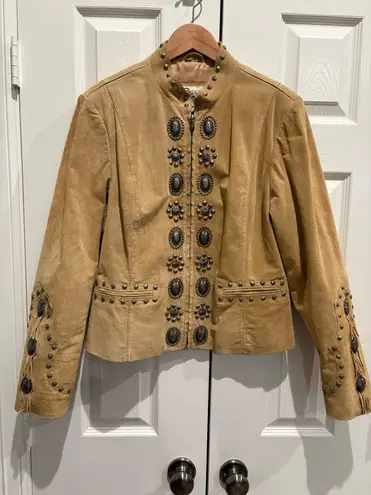 Cripple Creek Western Leather Jacket With Silver Conches