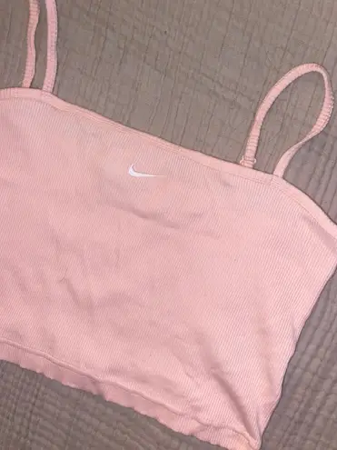 Nike Pink Ribbed Crop Top Size Medium