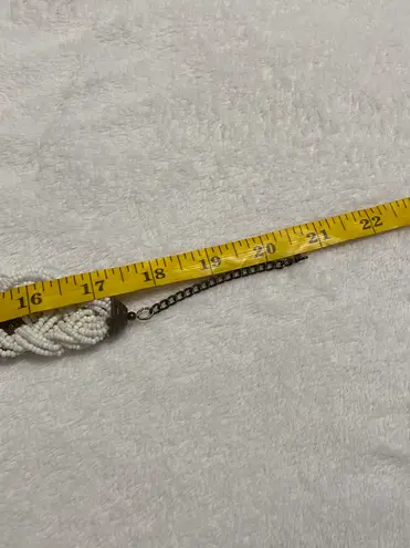 Vintage Woven Braided Seed Bead Necklace Gold White Choker Torsade Bib Collar Multiple