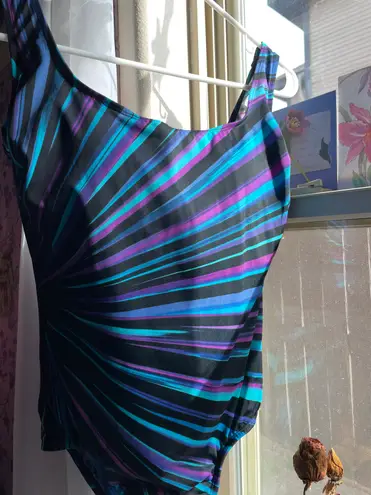 Women’s one piece colorful purple blue black bathing suit Multiple Size 10