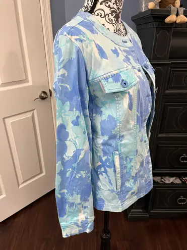 Denim & Co Size Medium Blue Floral Spring Jacket