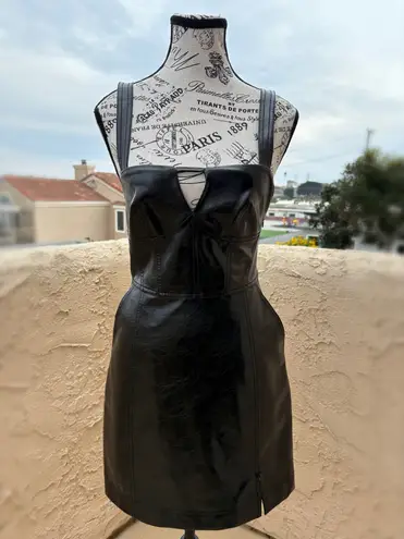 Jonathan Simkhai Standard Abra patent crinkle vegan leather bustier dress XS NWT Black