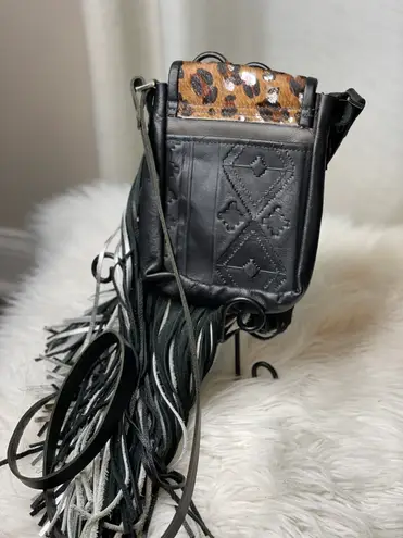 Boutique 8”x6”x3” Leather purse made in USA A true statement piece! Leopard & metallic