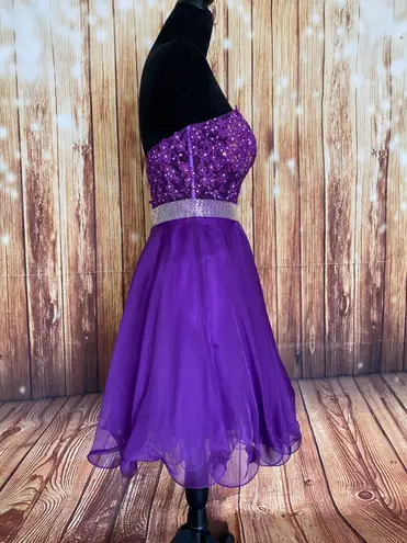 Mori Lee A-Line Sweetheart Beading Sleeveless Short Chiffon Cocktail Dress Sz 6