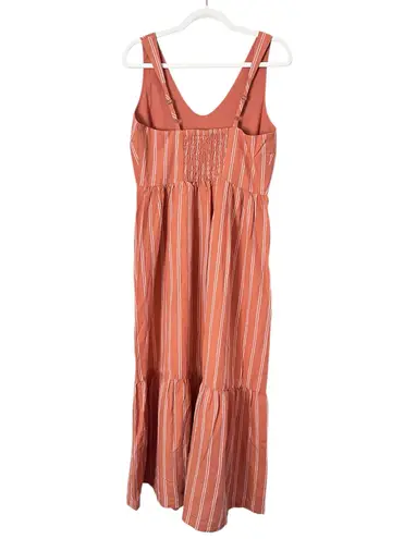 Pact Canopy Linen Organic Cotton Easy Tank Midi Dress Hermosa Stripe Orange S