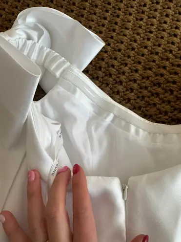 Alfred Sung White Corset Mini Dress With Bow Sleeves