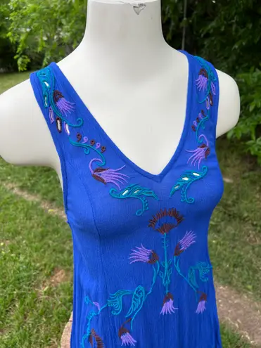 Free People Embroidered Festival Slip On Dress Blue Size XS