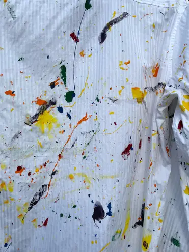 DKNY Mens  slim fit all over paint splatter button down long sleeve shirt