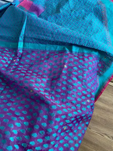 Pure Poly Cotton Jamdani Saree Without Blouse Indian Women's Designer Sari Multiple Size XL