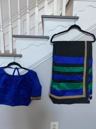 Indian pakistani jamdani type party wear sari with blouse Multiple