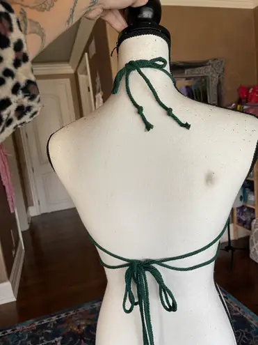 Macrame Crop Top Festival Wear Green