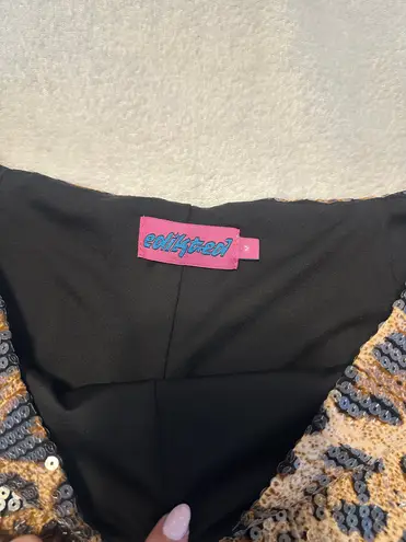 Edikted Leopard Sequin Micro Shorts