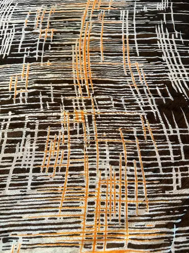 Karma Blue Beautiful patterned scarf/wrap - large 74" x 50" 100% polyester - blue, gold, wt - Image 7