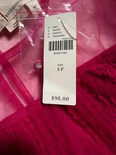 Anthropologie Sheer Puff Sleeve Crop Top