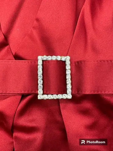 Alfred Angelo Claret Satin Strapless Dress (10)