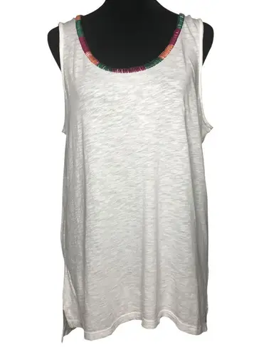 Caslon White Stitch Neck Tank - Size Small
