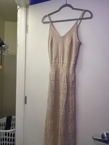 Freshman 1996 Beige Crochet Knit Dress Midi (M)