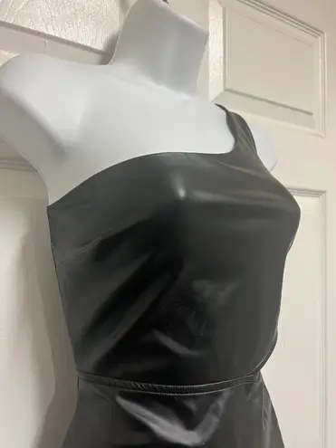 Privy Black One Shoulder Cutout PU Leather Mini Dress