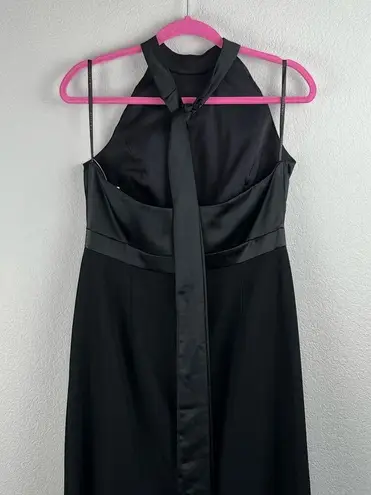 After Six  Black High Neck Halter Open-Back Maxi Dress With Scarf Tie Size 12 NWT