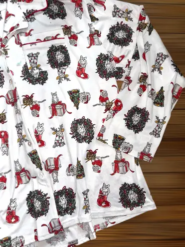 ED Love Womens Large Christmas Cat Lover Pajama Set Holiday Sleepwear Comfy Cute Multiple