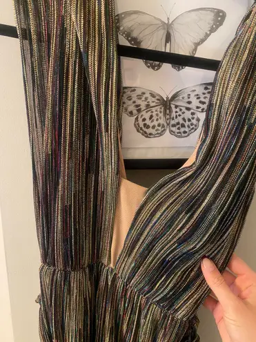 Metallic Tie waist Gown Black Size M