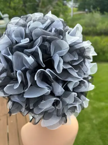 Vintage tulle feather turban in versatile black & white for beach lake pool one size. thumbnail 4