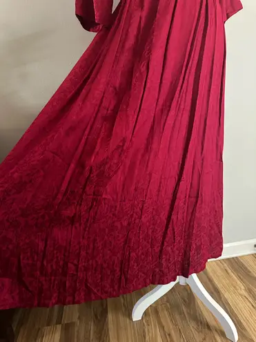 April Cornell Women’s Romantic Jacquard Court Maxi Dress Red Floral Size Large