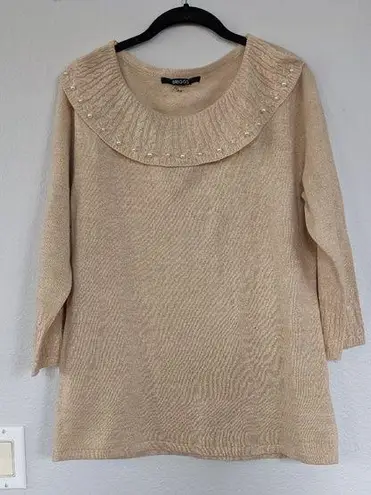 Briggs New York Briggs Holiday cable knit sweatshirt, nude, Large