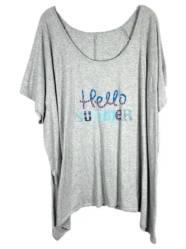 Woman Within Plus Size 3X 30W 32W Top Gray Hello Summer Scoop Neck 1076