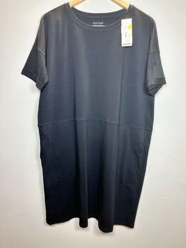 Eileen Fisher  Women's Our Signature Size M Black Organic Cotton Jersey Dress NWT