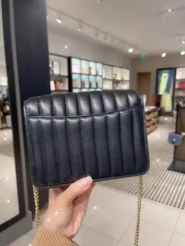 Coach  X Jennifer Lopez with Linear Quilting Black Leather Cross Body Bag