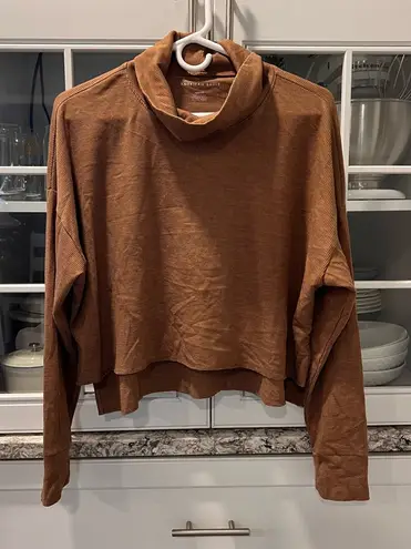 American Eagle  Outfitters Brown Cowl Neck Cropped Long Sleeve