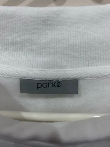 PARKE White and Pink Varsity Mockneck Sweatshirt Valentines Day Collection Rare