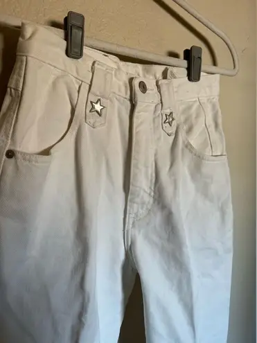 Vintage Western Roper Jeans Studded Stars Mom Fit Straight Leg Sz 2 Tall White