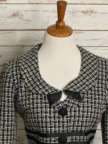 Sandro classic twee black/white single-breasted tweed blazer Size Medium