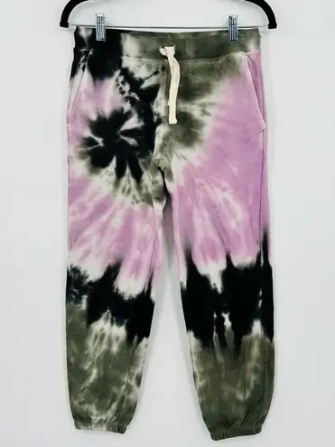 Electric & Rose Tie Dye Jogger Sweat Pants Drawstring Pockets Purple Green Small