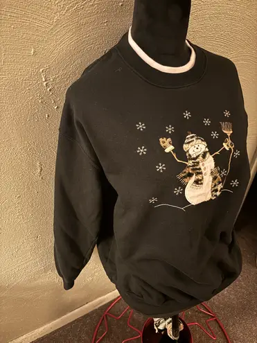 Morning Sun snowman crewneck sweatshirt woman’s size XL Black