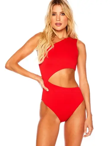 Beach Riot CELINE ONE PIECE cut out swimwear red sz large nwt