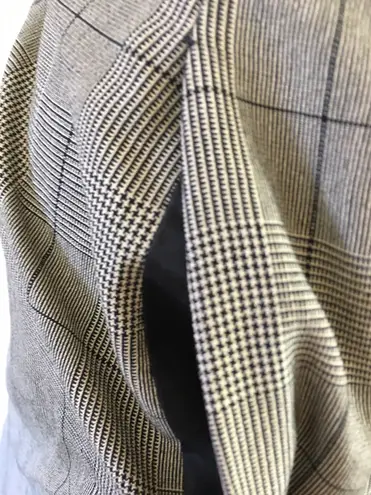 Vintage 80s Glen Plaid Check Black Cream Straight Midi Skirt Classic 16 L Size L